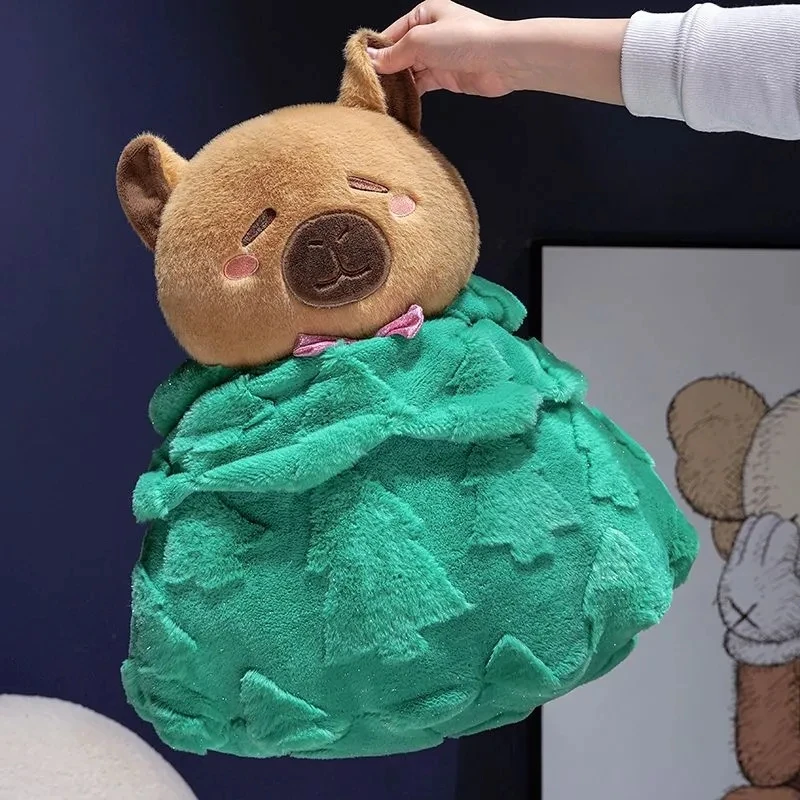 ตุ๊กตาคาปิบาร่าน่ารัก ต้นคริสต์มาส ของเล่นตุ๊กตาขนนุ่ม หมอนนุ่มสบาย ตกแต่งห้อง โซฟา ตุ๊กตาน่ารัก ของขวัญคริสต์มาส