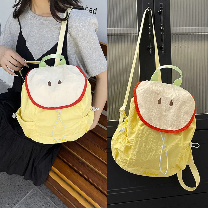 

Нейлоновый рюкзак контрастного цвета допамина, милые сумки на плечо в форме фруктов, женская школьная сумка для отдыха и поездок на работу