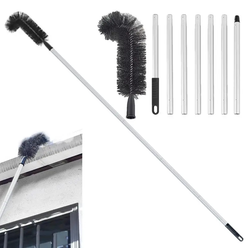 Roof Gutter Cleaning Brush With Telescopic Extendable Pole Curved Design Gutter Cleaning Tools for Dust Debris Leaves Branches