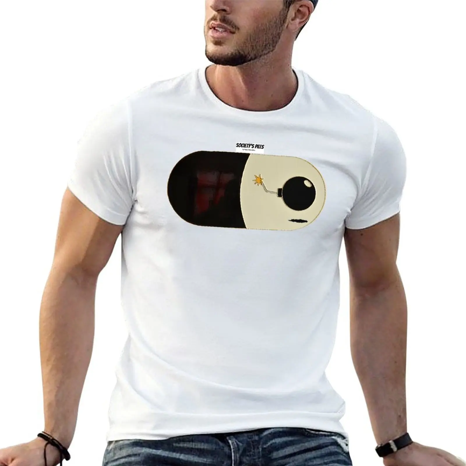 Society's Pills by Pedro Ramalho T-Shirt t shirts designer t shirts for man graphic tees t shirts for man graphic funny T-shirt