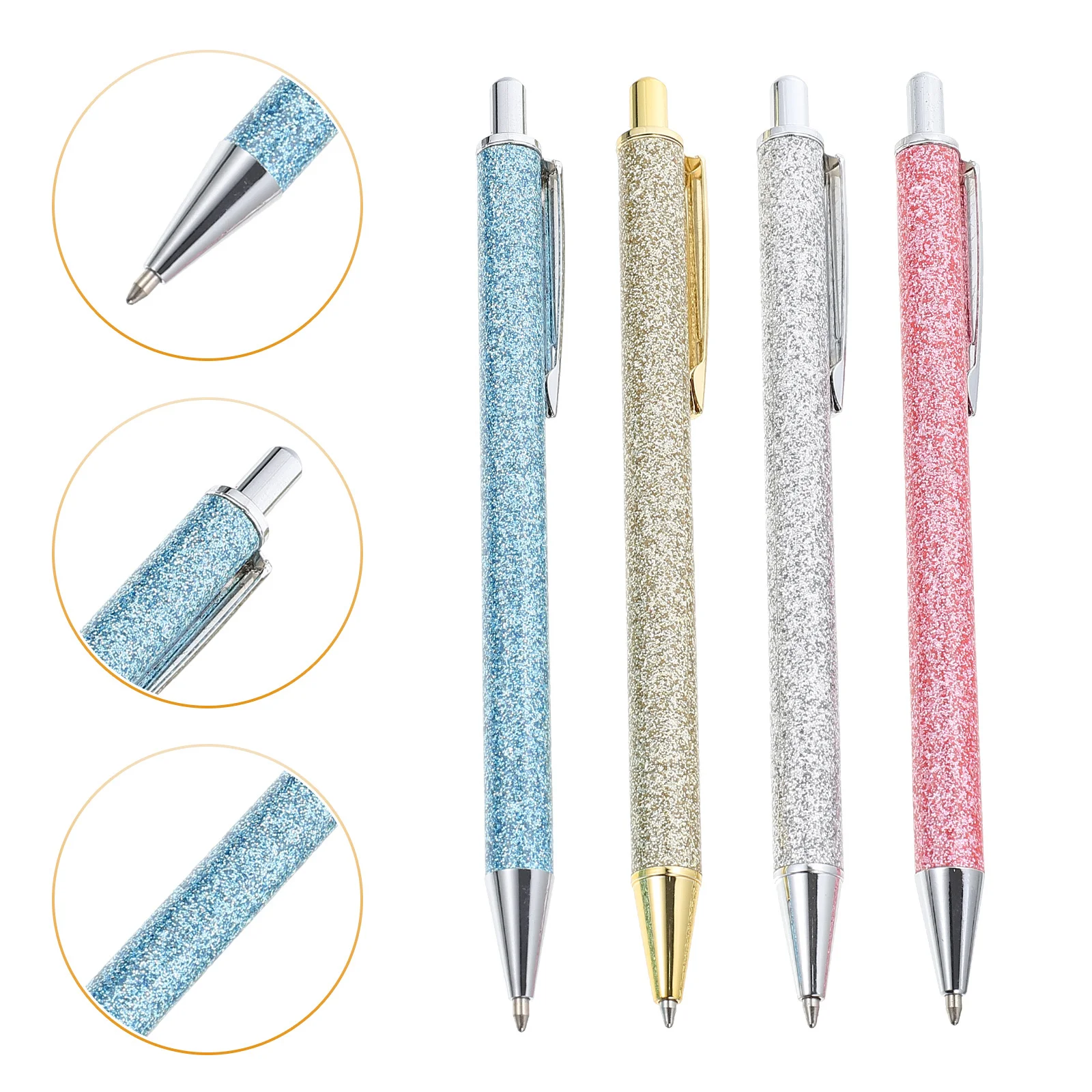 

4Pcs Press Type Pen Metal Ballpoint Pens Good Helper Work Study Sign Ballpoint Pens Activity Gift Metal Writing Pen