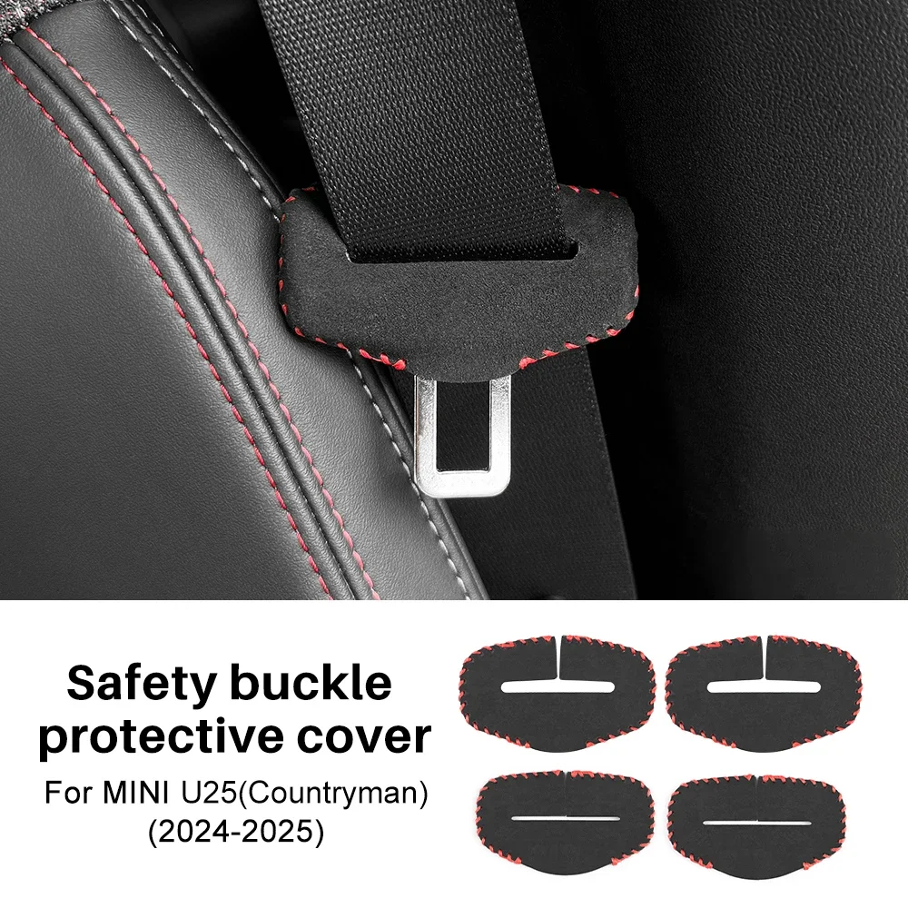 4pcs/set Seat Belt Buckle Protective Cover Interior Modified Safety Decal Car Styling For Mini Cooper Countryman U25 2024 2025