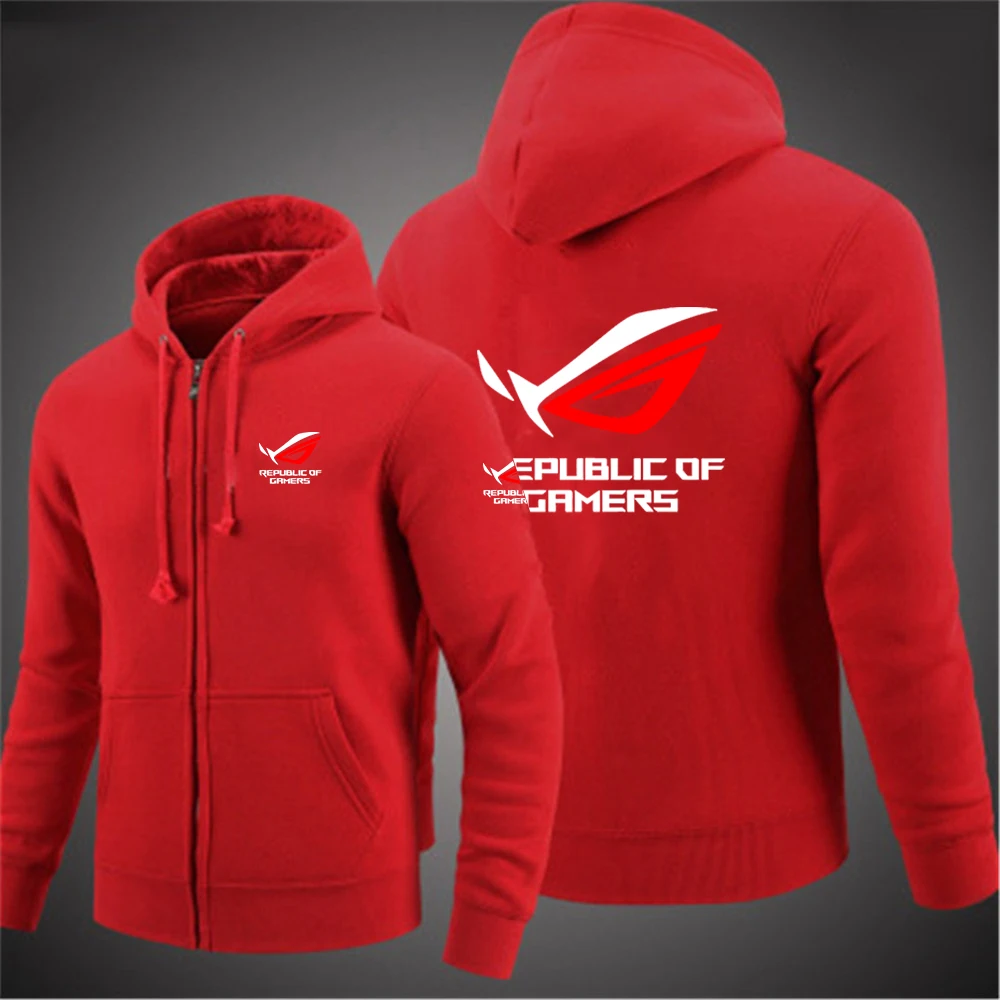 2025 موضة سستة هوديس ربيع الخريف سليم تنوعا معطف الرجال ROG جمهورية اللاعبين شعار طباعة البلوز مقنعين سترة #4