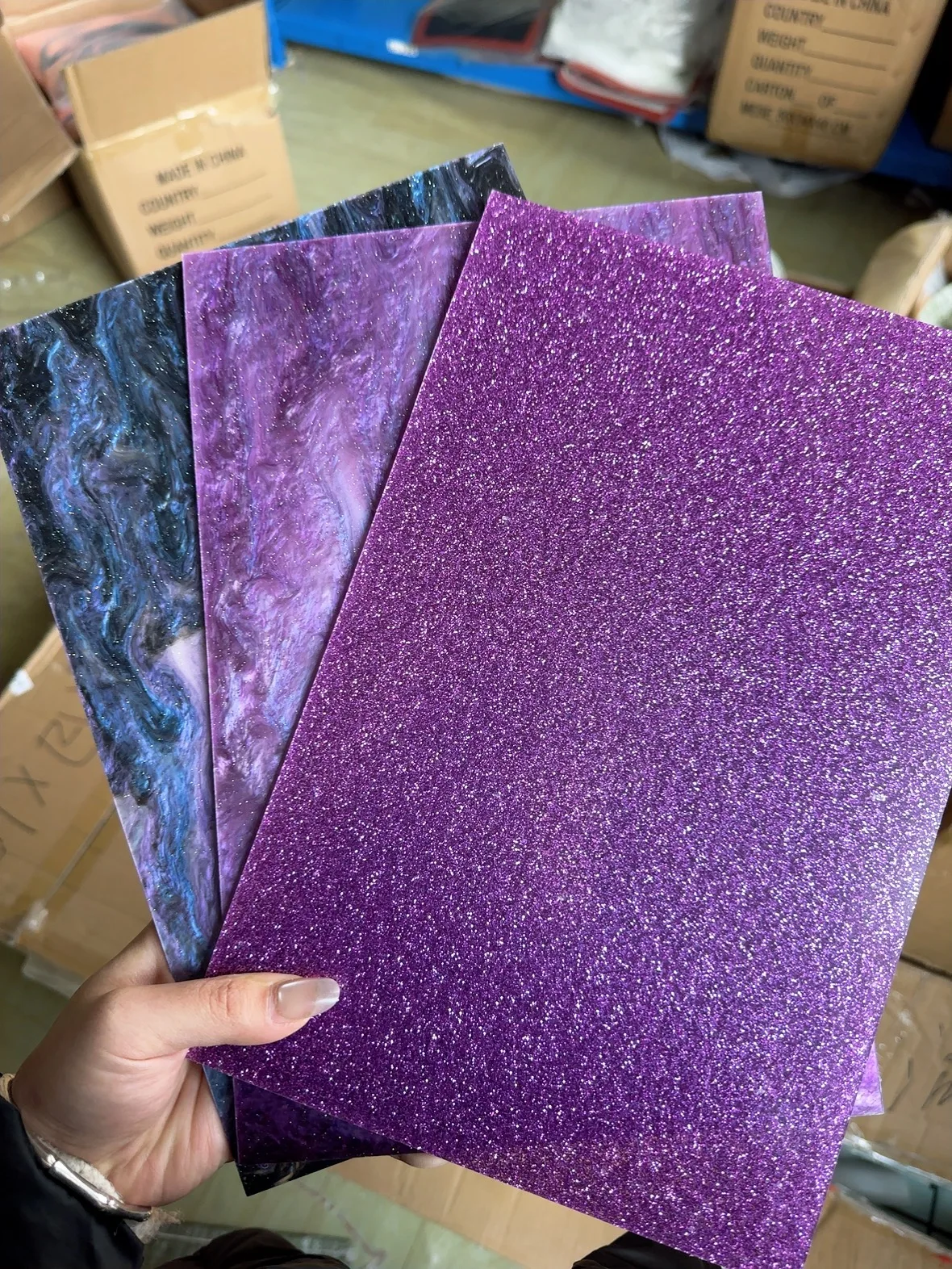 Purple Glitter Acrylic Sheet 3 Pcs Set 3MM Thick 12*8 inches Home Decorations Crafts Jewelry and Other Materials