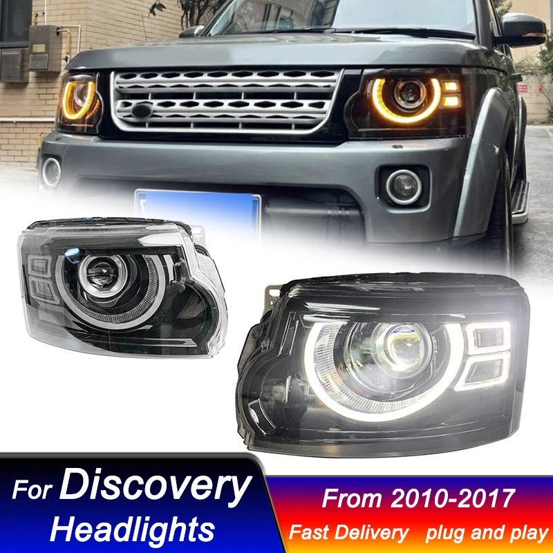 حار تصفيف السيارة المصابيح الأمامية لاند روفر ديسكفري 3 4 الرياضة 10-17 جديد المدافع نمط كامل LED DRL السيارات مصباح إشارة رئيس مصباح
