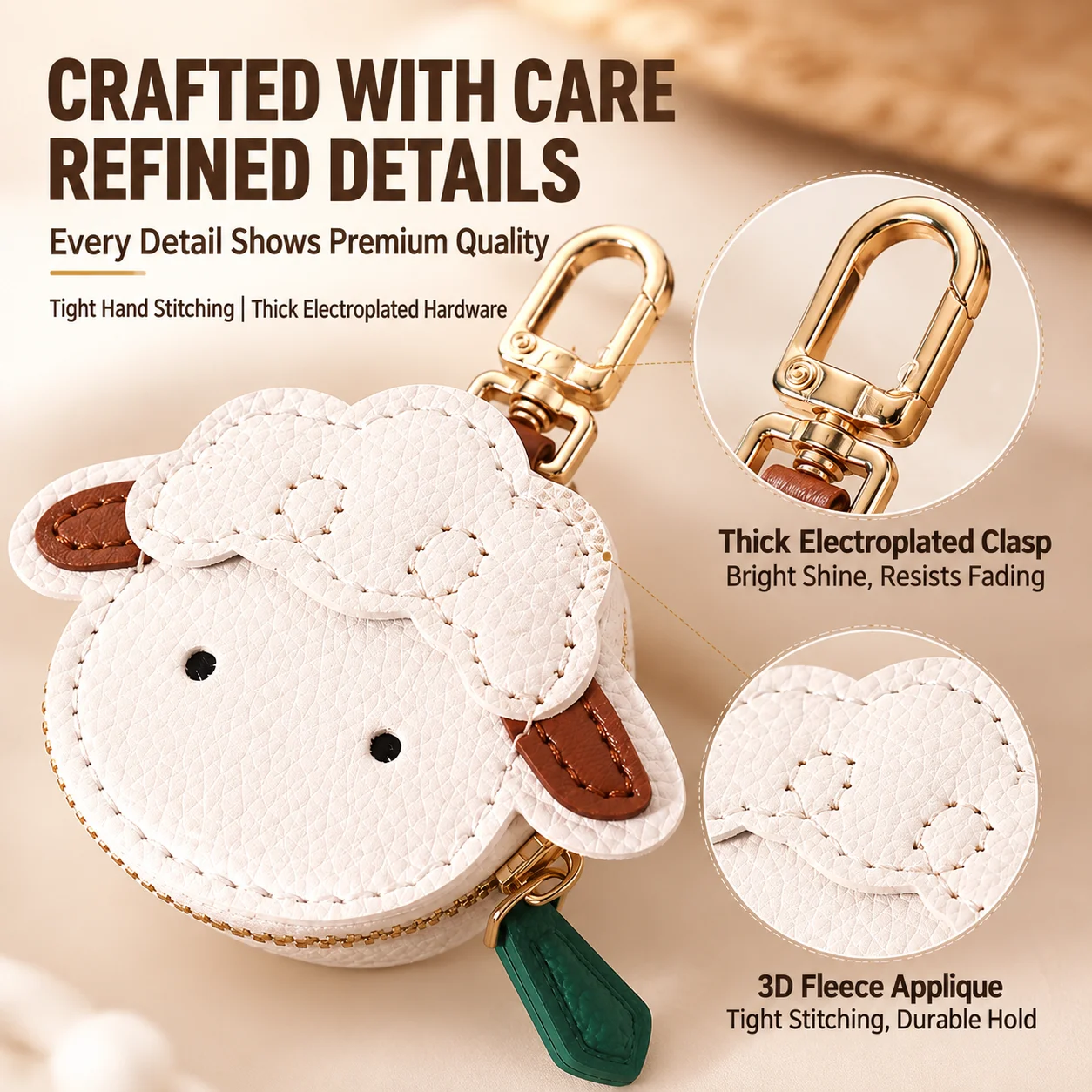 Bag Charm Coin Purse Cartoon Lamb Coin Purse Lamb Shaped Coin Purse Swivel For Keys Storage Travel Outings