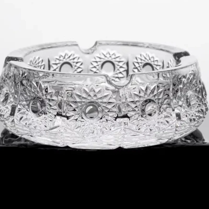 Czech imported crystal glass, creative engraved cigar box ashtray, living room office home