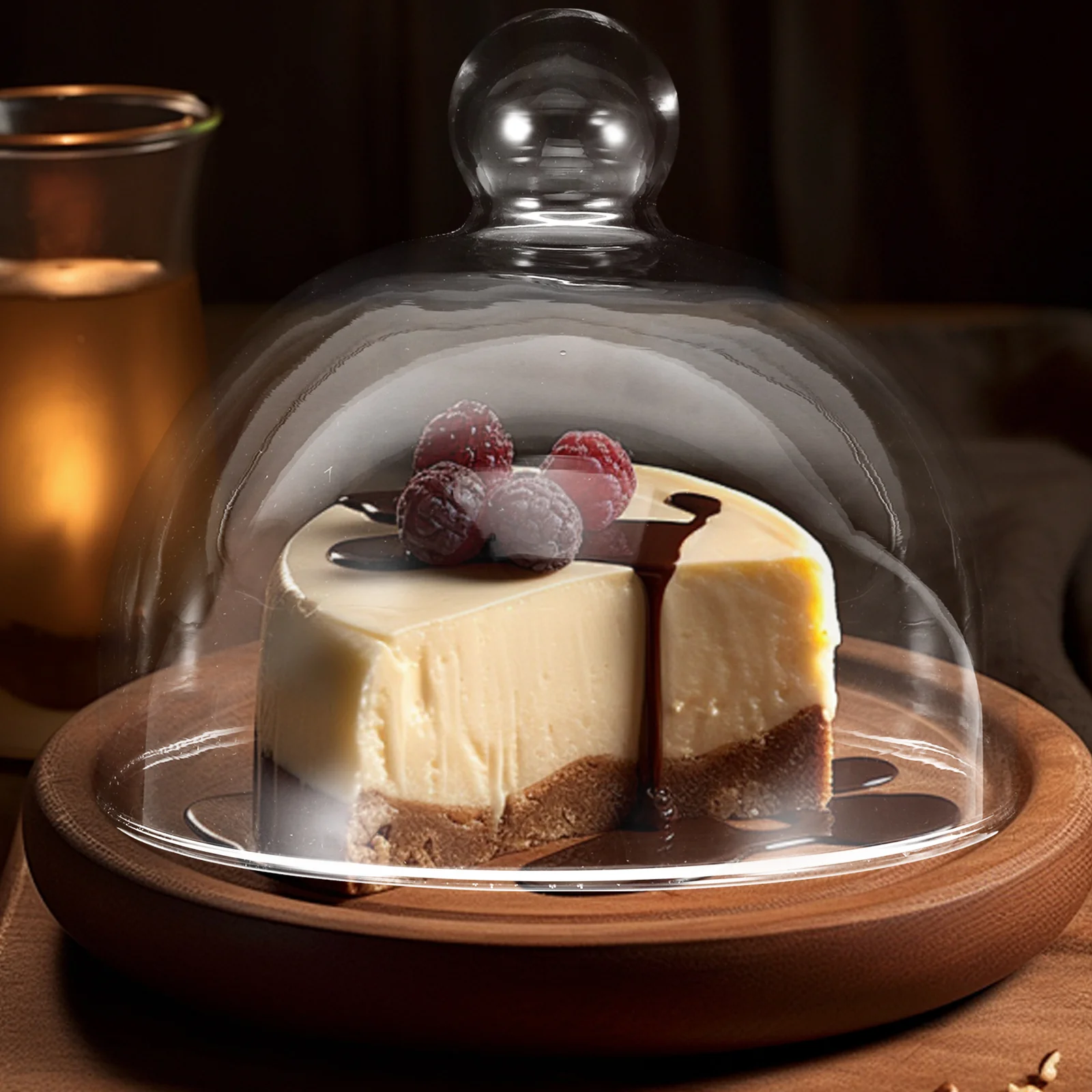 

Clear Glass Cake Dome with Sealed Design for Food Freshness and Decoration Transparent Dome for Buffet Cake Stand Tray