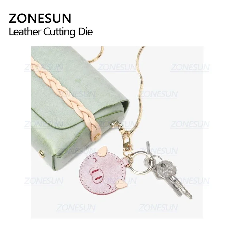 ZONESUN Custom Pig Leather Key Chain Die Cuts For Handmade Key Ring DIY Hang Decoration Cutting Clicker Die Steel Rule Die