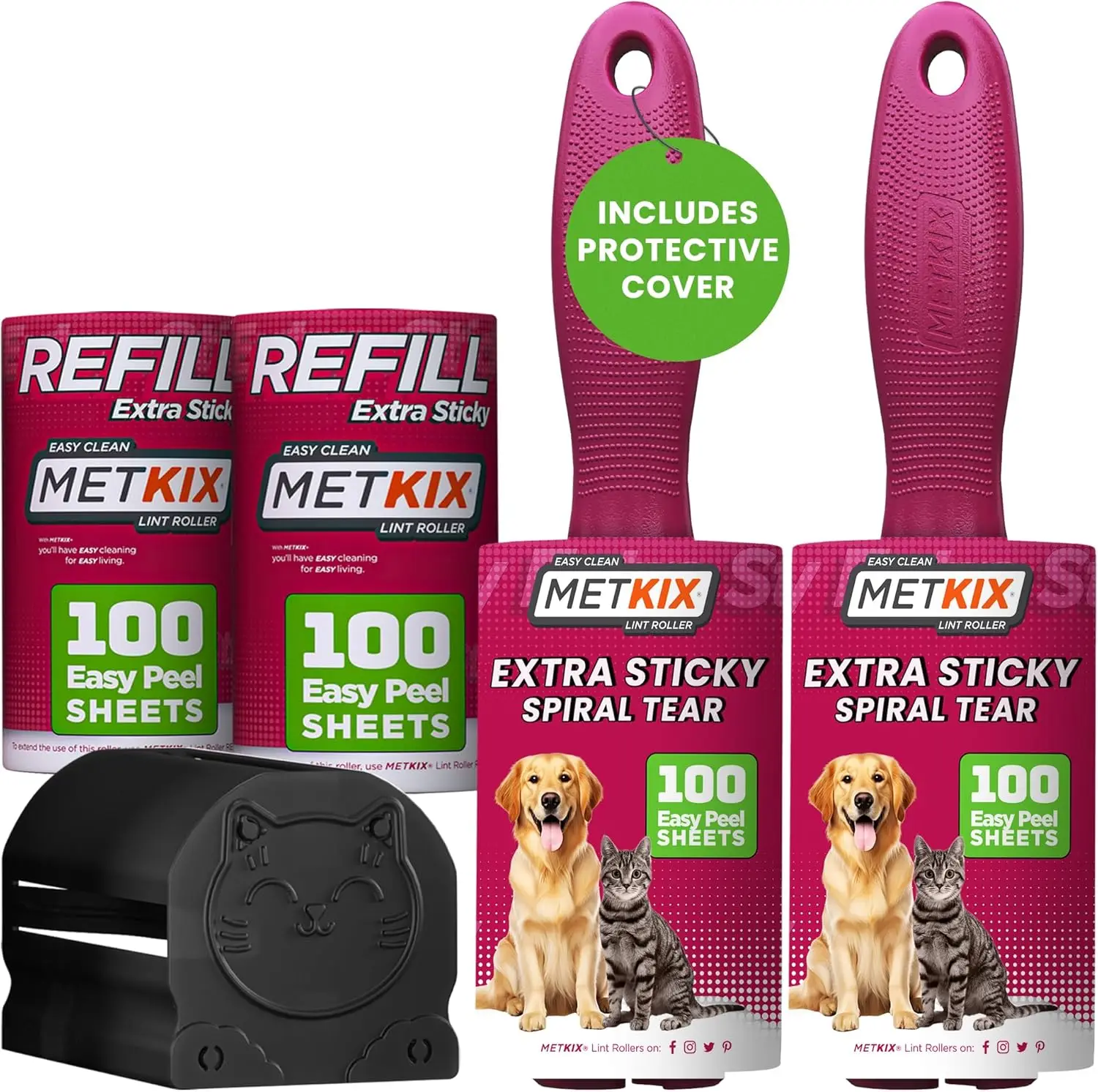 

Extra Sticky Lint Rollers for Pet Hair, 400 Sheets with Protective Cover, Ergonomic Handle, Refillable