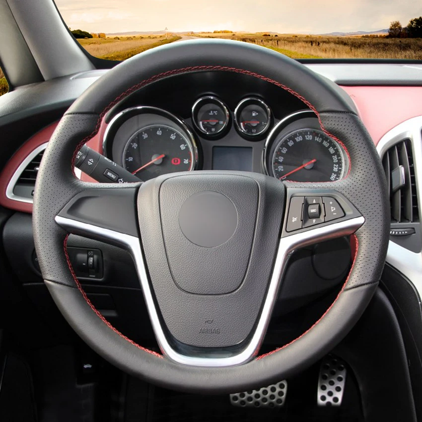 

DIY Hand-Stitched Non-slip Leather Steering Wheel Cover Wrap for Opel Mokka Insignia Astra J 2010-15 Meriva Interior Accessories