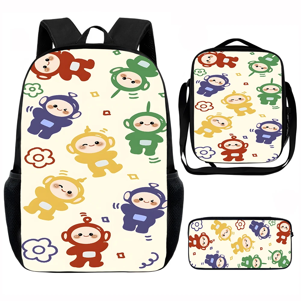 لطيف الكرتون T-teletubbies الطفل حقيبة المدرسة مع أكياس الغداء، أكياس قلم رصاص، الحقائب المدرسية للبنين بنات أفضل هدية #1