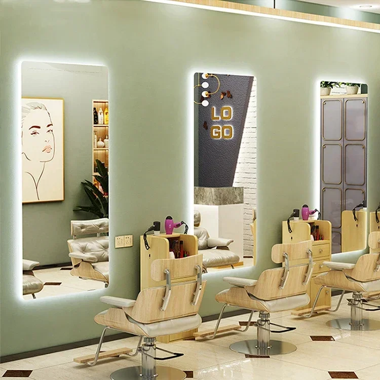 Hair Furniture Set Haircut Styling Mirror Station Makeup Station Double-sided Mirror with Led Modern 30 Sets
