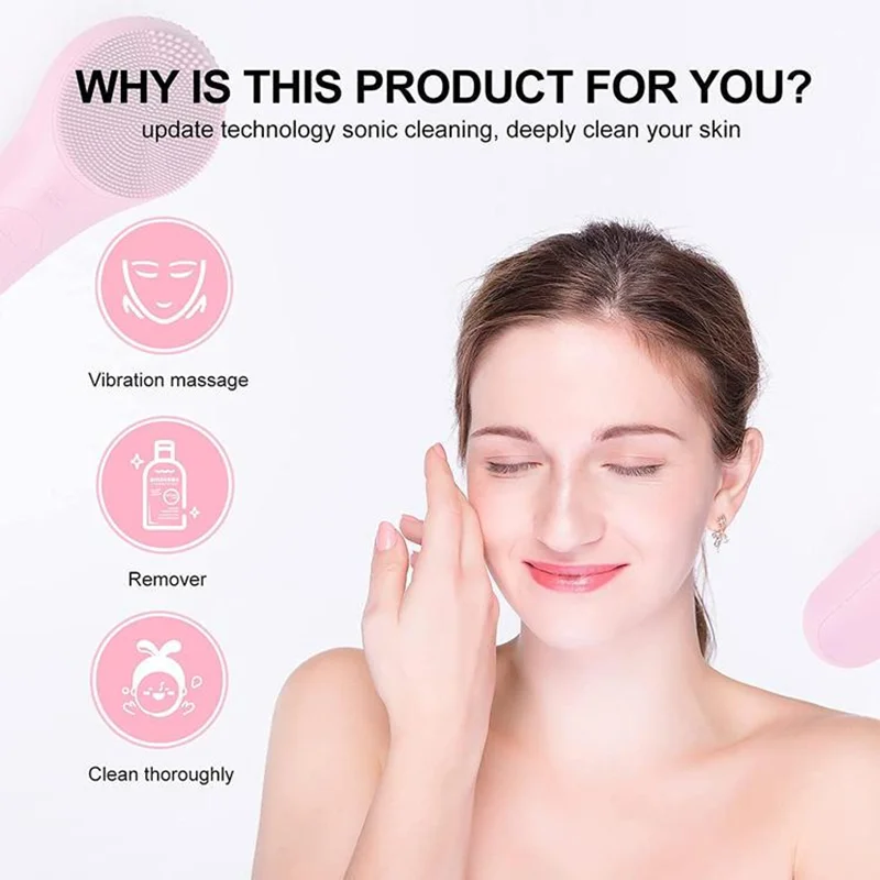 Sonic vibrierende Silikon-Gesichtsreinigungsbürste, wasserdichte Peeling-Gesichtsbürste, Beauty-Tool