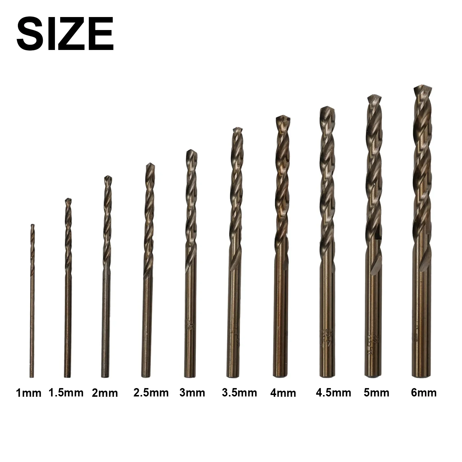10pcs 1-6mm HSS M35 Cobalt Drill Bit For Stationary Drill Press Metal Stainless Steel Drilling Cutter Power Tools Accessories
