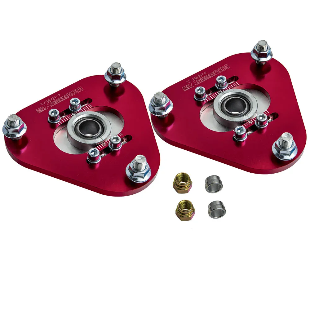 Pair Front Coilover Camber Plates for Toyota Celica 2000 2001 2002-2006 Red Camber Plate Top Mount Coilover Suspension