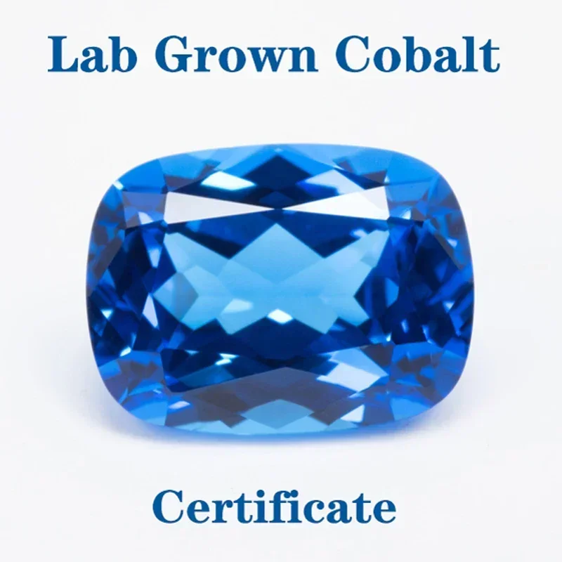 Top Lab Grown Cobalt Spinel Rectangular Cushion Shape Cut VVS1 Selectable AGL Certificate Charms DIY Jewelry Making Materials