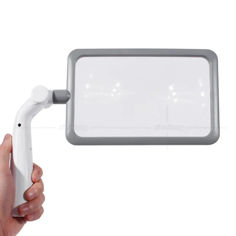 2.5X Handheld Desktop Multifunctional Magnifier Square Large Size Amplifier with 48LED Magnifying Glass with LED Lights Loupe