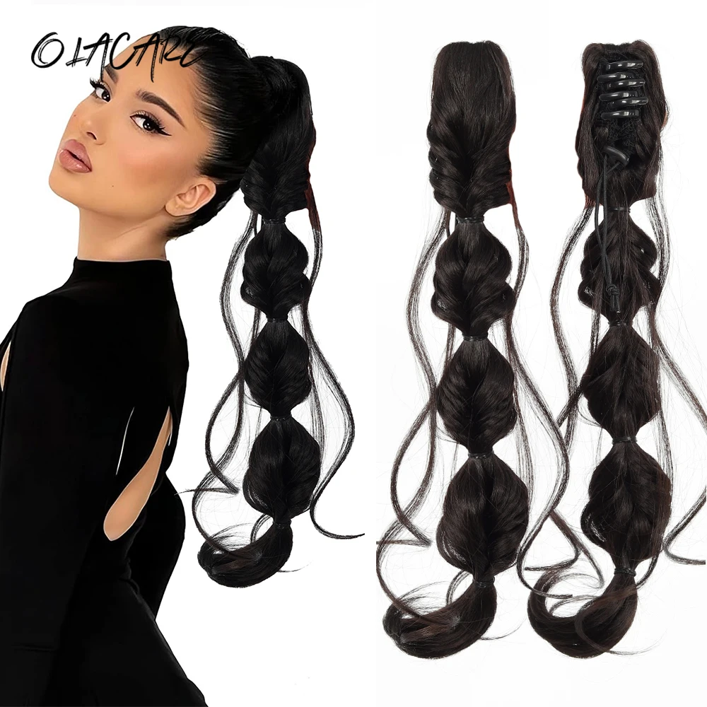 

OLACARE Синтетический накладной хвост-коса с эффектом пузырьков, на заколке, для милых девушек, натуральный пышный витой хвост, удлинение для волос