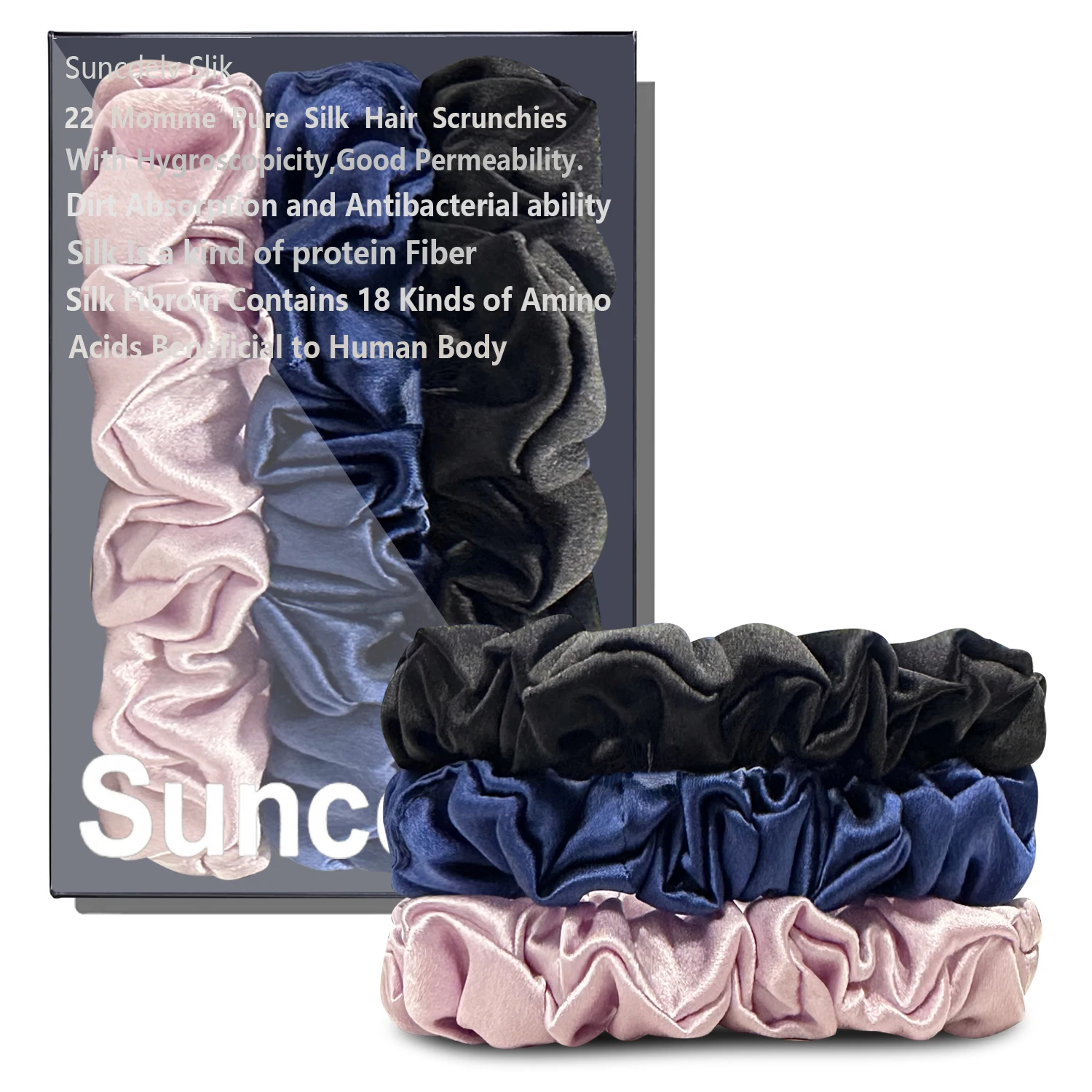 Natural Silk Solid Color Hair Ties Minimally Designed Hair Scrunchies Women 100% Mulberry Silk Hairbands Hair Accessories