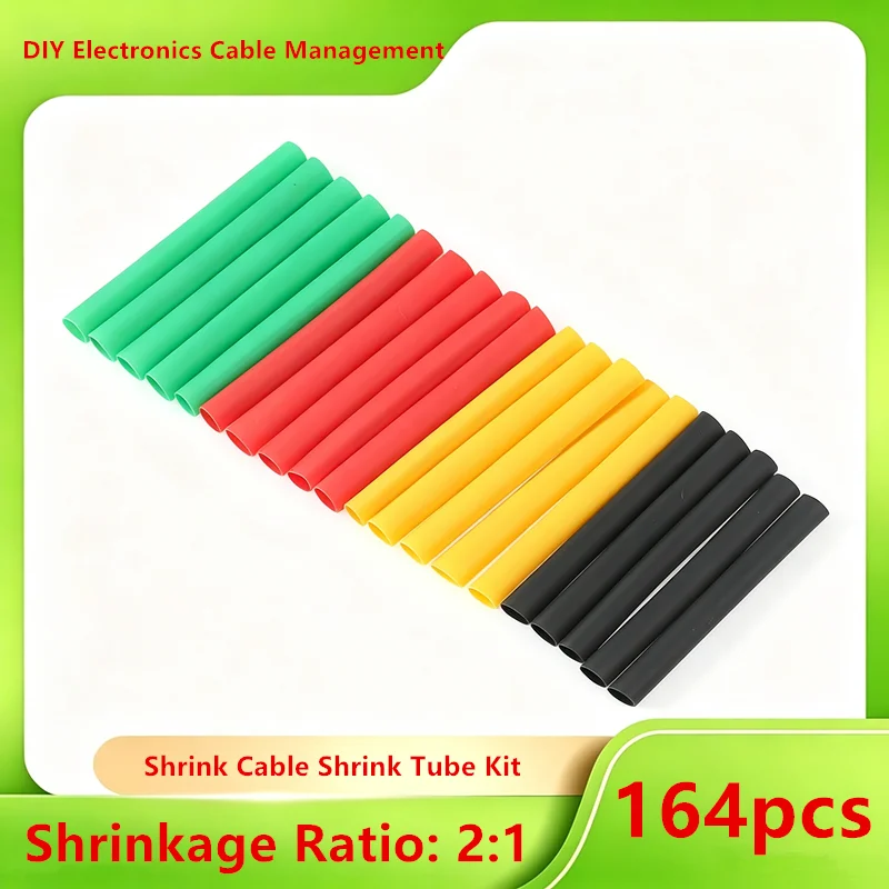 Heat Shrink Tube Kit 164Pcs Insulation Sleeving Wire Wrap for DIY Electronics Cable Management