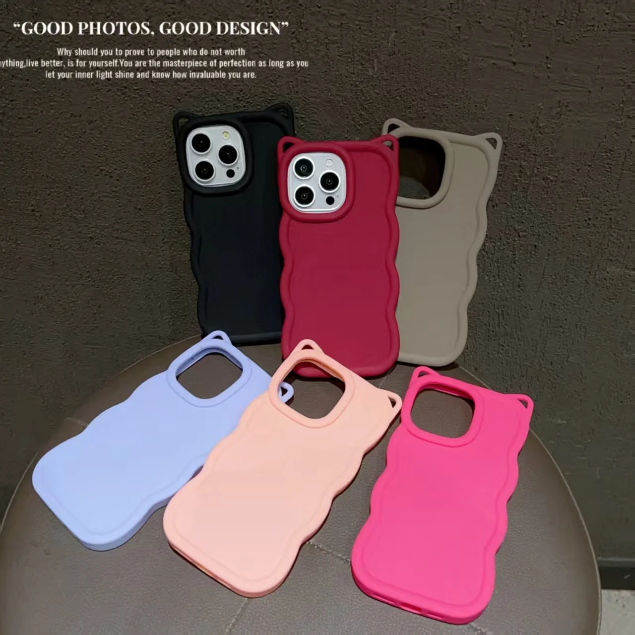 Cute Cat Ear Candy Color Silicone Waves Case For Samsung Galaxy A07 A17 A37 A57 A06 A16 A26 A36 A56 A05S A05 A15 A25 A35 A55 5G