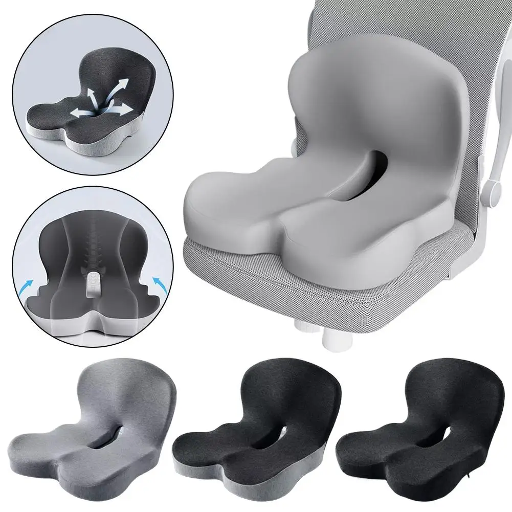 Memory Foam One-piece Seat Cushion Backrest Office Chair Cushion Massage Lumbar Support Pain Relief Breathable Car Butt Pad