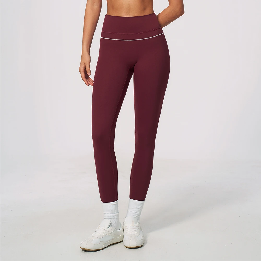 Women High Waist Yoga Leggings V Back Contrast Piping Butt Lifting Gym Pants Tummy Control Workout Tights Running Sportswear