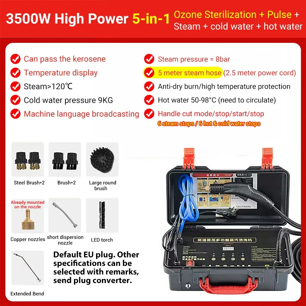 DIVEDEER High Pressure Steam Cleaner Commercial Air Conditioning Kitchen Hood Car Steaming Cleaner Used With Alkaline Cleaning