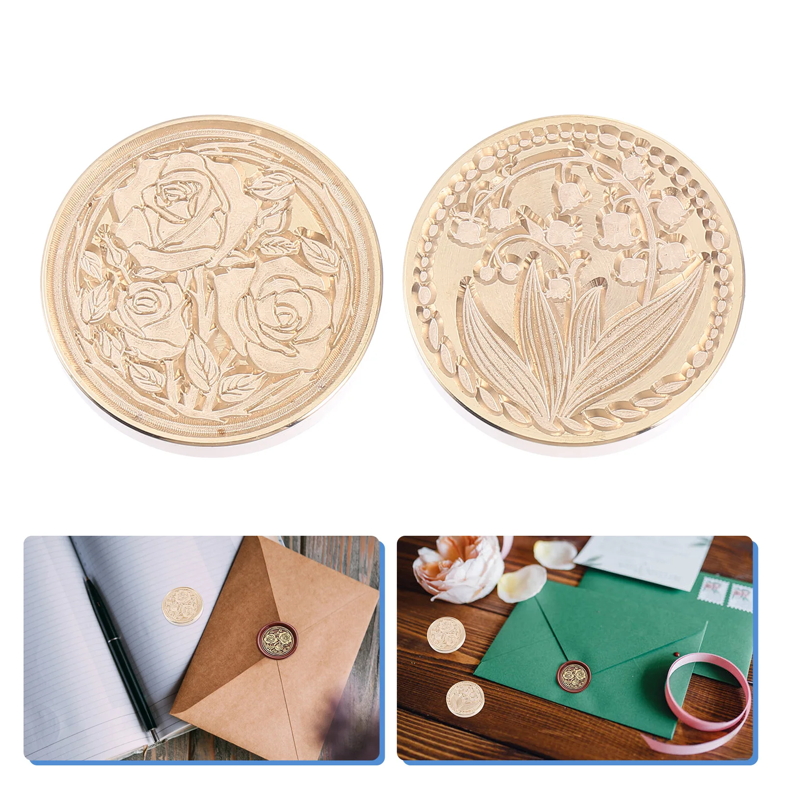 

2Pcs Copper Wax Seal Stamp Heads Durable Reusable Sealing Wax Mini Craft Supplies For Gifts Invitations Envelope Decorations