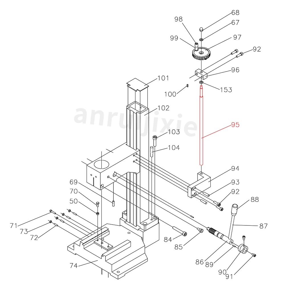 Z-Axis Feed Screw(Left Hand Thread)SIEG X1-95&SX1&JET JMD-1 Lifting Screw Mini Mill Spares