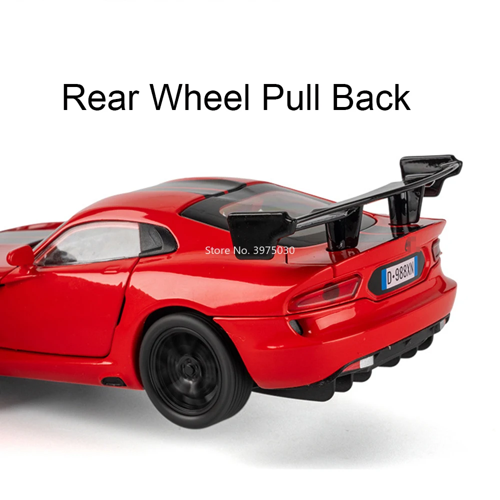 1:32 viper srt tomahawk xvgt modelo de brinquedo carros de liga roda puxar para trás veículo luz som carro esportivo em miniatura para crianças presentes adultos