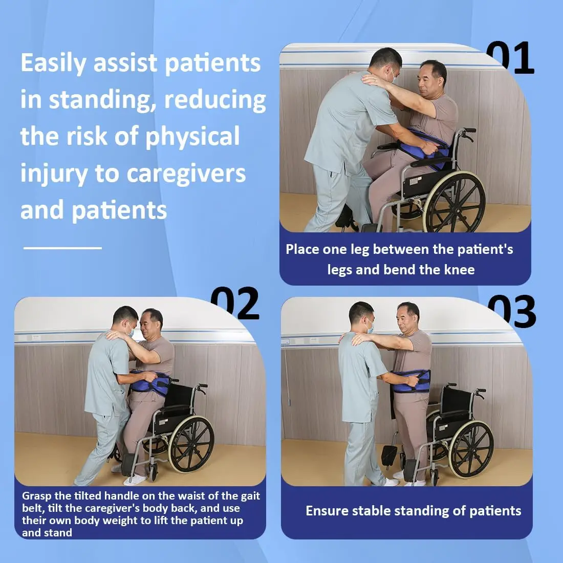

Ehucon Gait Transfer Belt Lift Assist Handle Belt for Elderly/Disabled 150kg SWL Safe Standing Walking Aid for Nursing Home Care