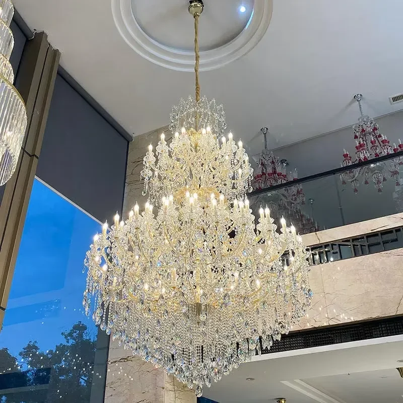 Luxury Crystal Chandelier for Hotel Villa Wedding Hall Large Living Room Decorative Ceiling Light Fixture Modern Elegant