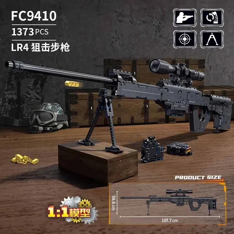 AWM&LR4&M416&95 Sniper Rifle Bouwsteenspeelgoed-gemonteerd realistisch pistoolmodel voor kinderen Jongens Cadeau Vakantiecadeau Educatief speelgoed
