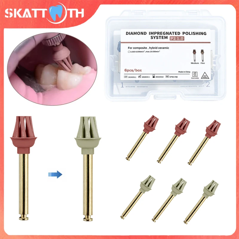 3/6Pcs Dental Rubber Polisher Octopus-Shaped Diamond Composite Resin Polish Wheel Spiral Flex Brush Dentist Teeth Restorations