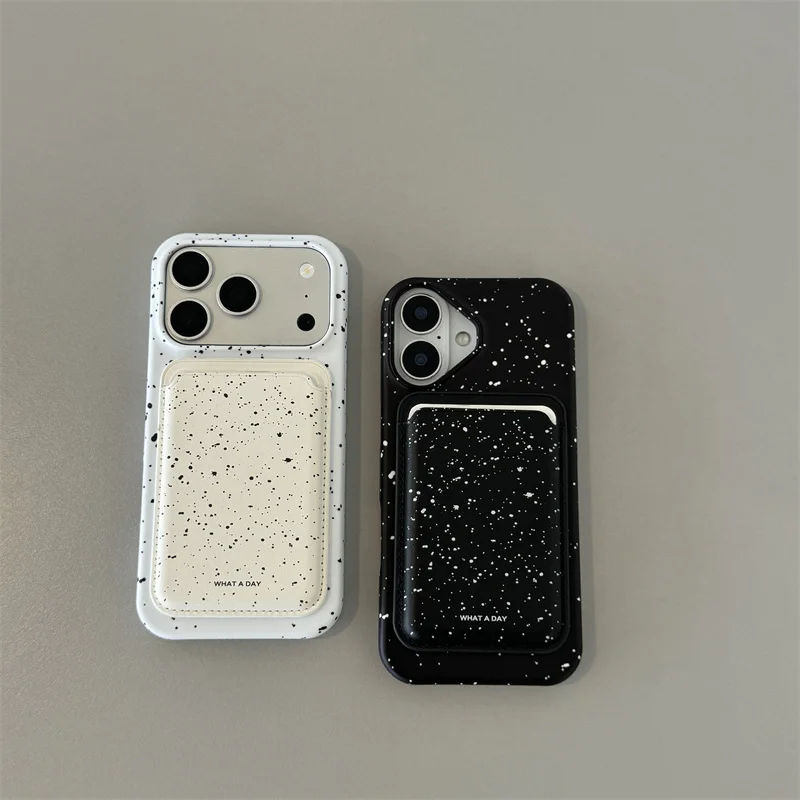 

Luxury Ink Splatter Card Holder Phone Case For iPhone 15 16 17 Pro Max Shockproof Protective Cover