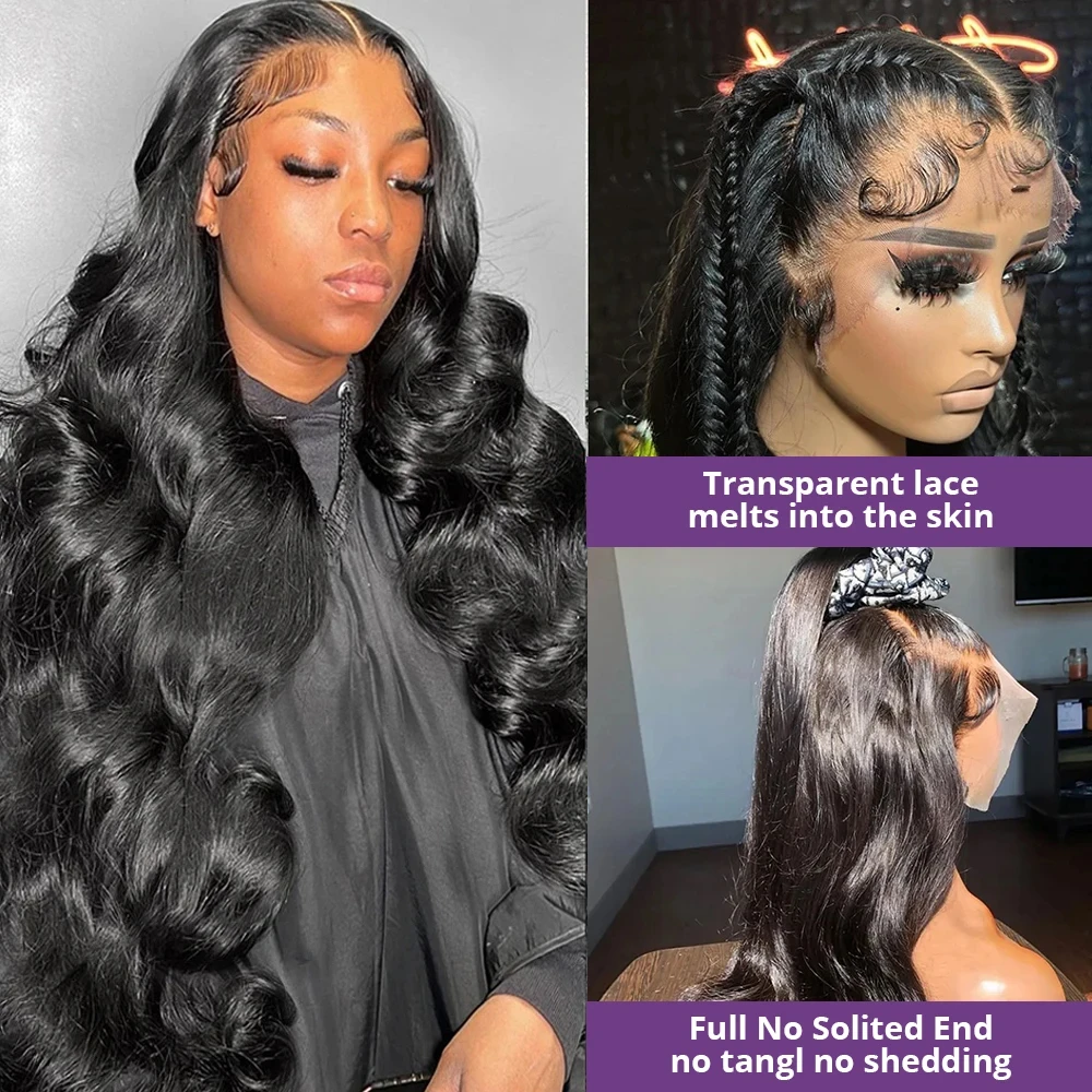 Body Wave Glueless Wigs Human Hair Pre Plucked Pre Cut 250% Density Drawstring Wig Human Hair Body Wave HD Lace Front Wigs Human Hair for Black Women Wear and Go Glueless Wig Natural Color image 5