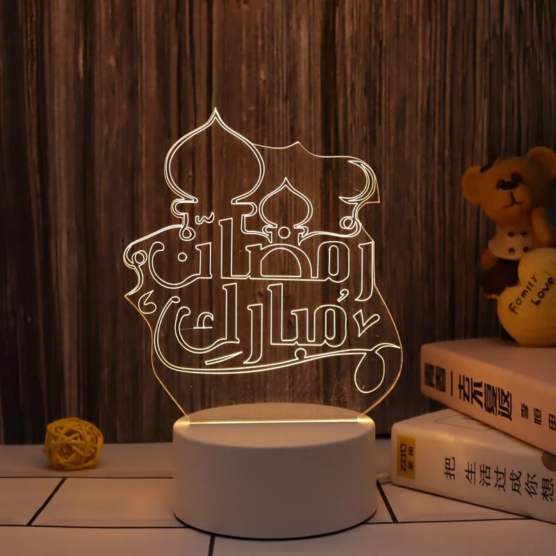 

2026 Eid Mubarak Muslim Festival Decor Supplie Night LED Light Hanging Ornament Ramadan Kareem Decoration for Home Event Party