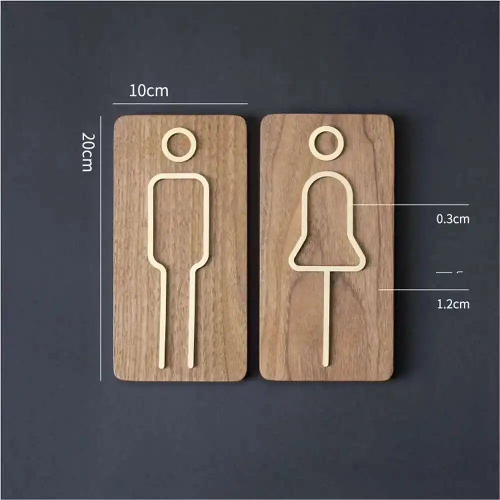 1pcs Creative Brass Toilet Logo Men's and Women's Toilet Doorplate Wash Room Sign Wc Plate Metal