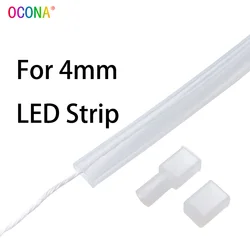 LED 스트립용 매우 좁은 실리콘 튜브, 4mm IP65 방수 보호대 커버, COB 스트립 5050 3528 SMD 투명, 6mm * 4