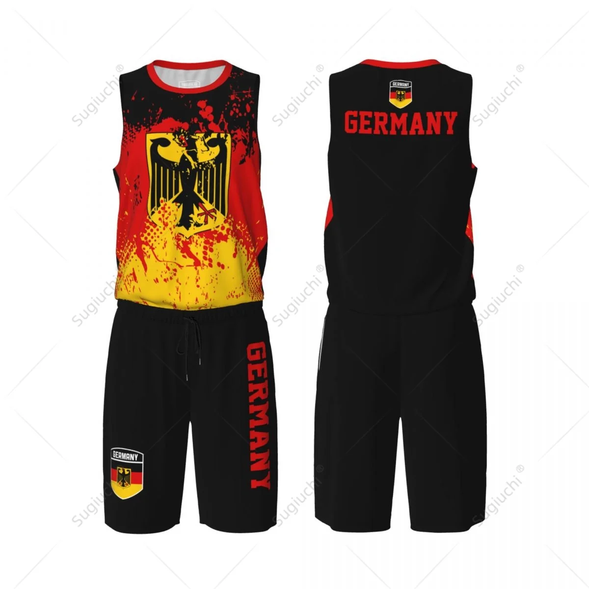 Team-up Germany Flag Flag Grain Men Basketball Jersey Set Shirt & Pants Sleeveless Custom Name Nunber Exclusive