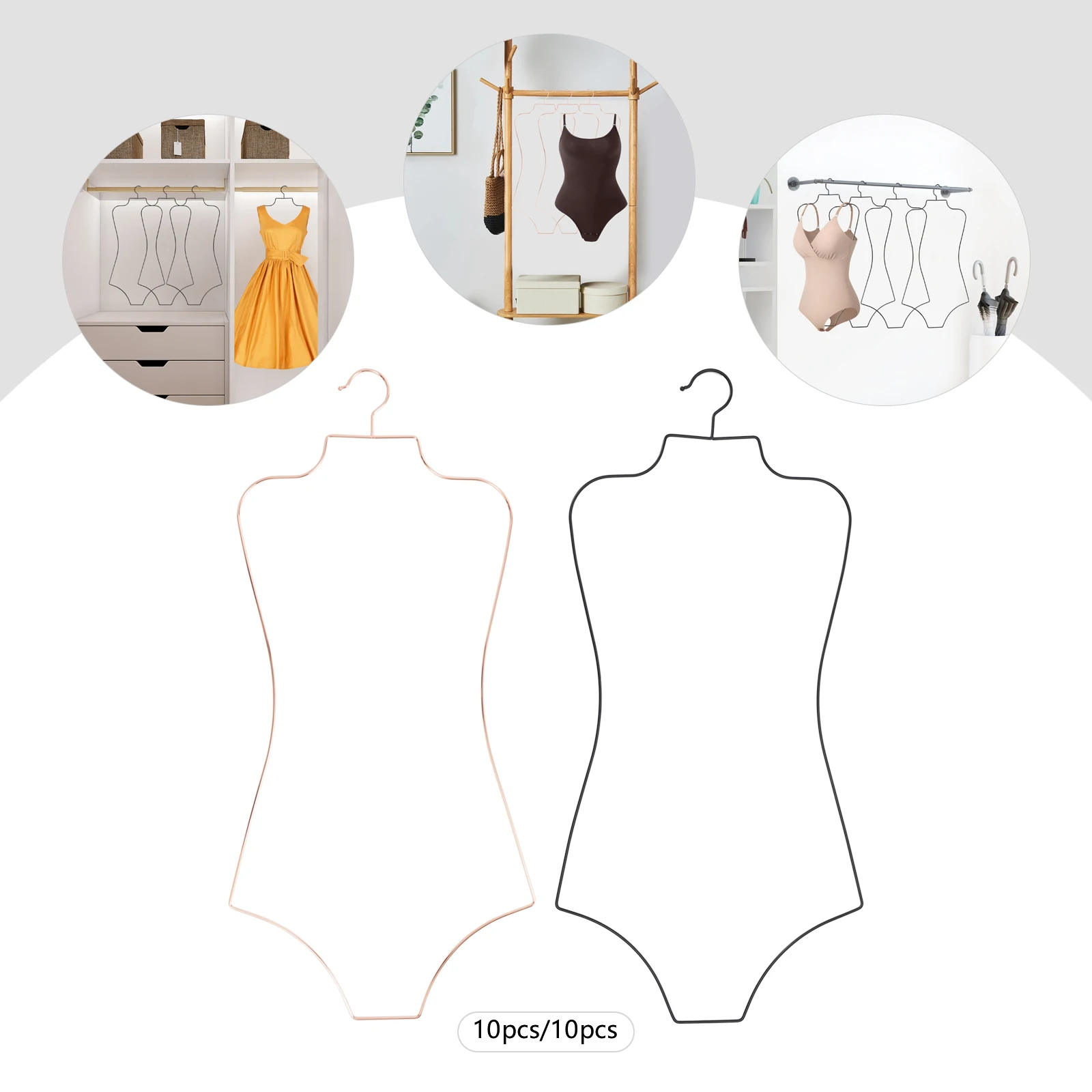 

10PCS Black/Rose Gold Body Shape Hangers,Iron Hanging 79.5cm*33.5cm Swimsuit Hangers for Homes,Retail Shops