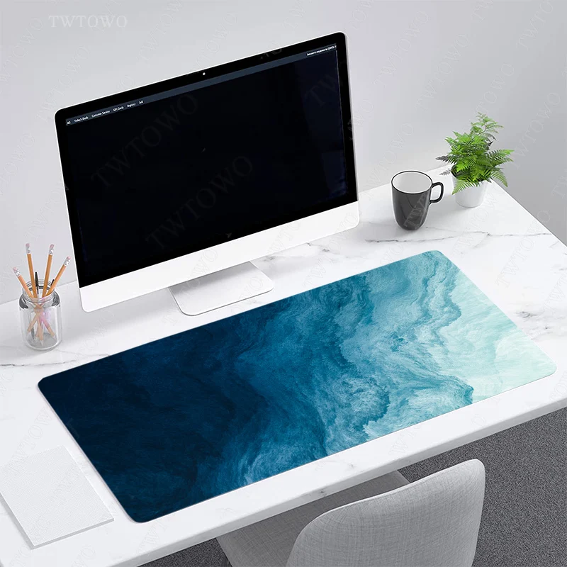 Blue Abstract Aesthetics Mouse Pad Gamer XL New Home HD Computer Mousepad XXL Playmat Soft Carpet Non-Slip PC Desktop Mouse Pad