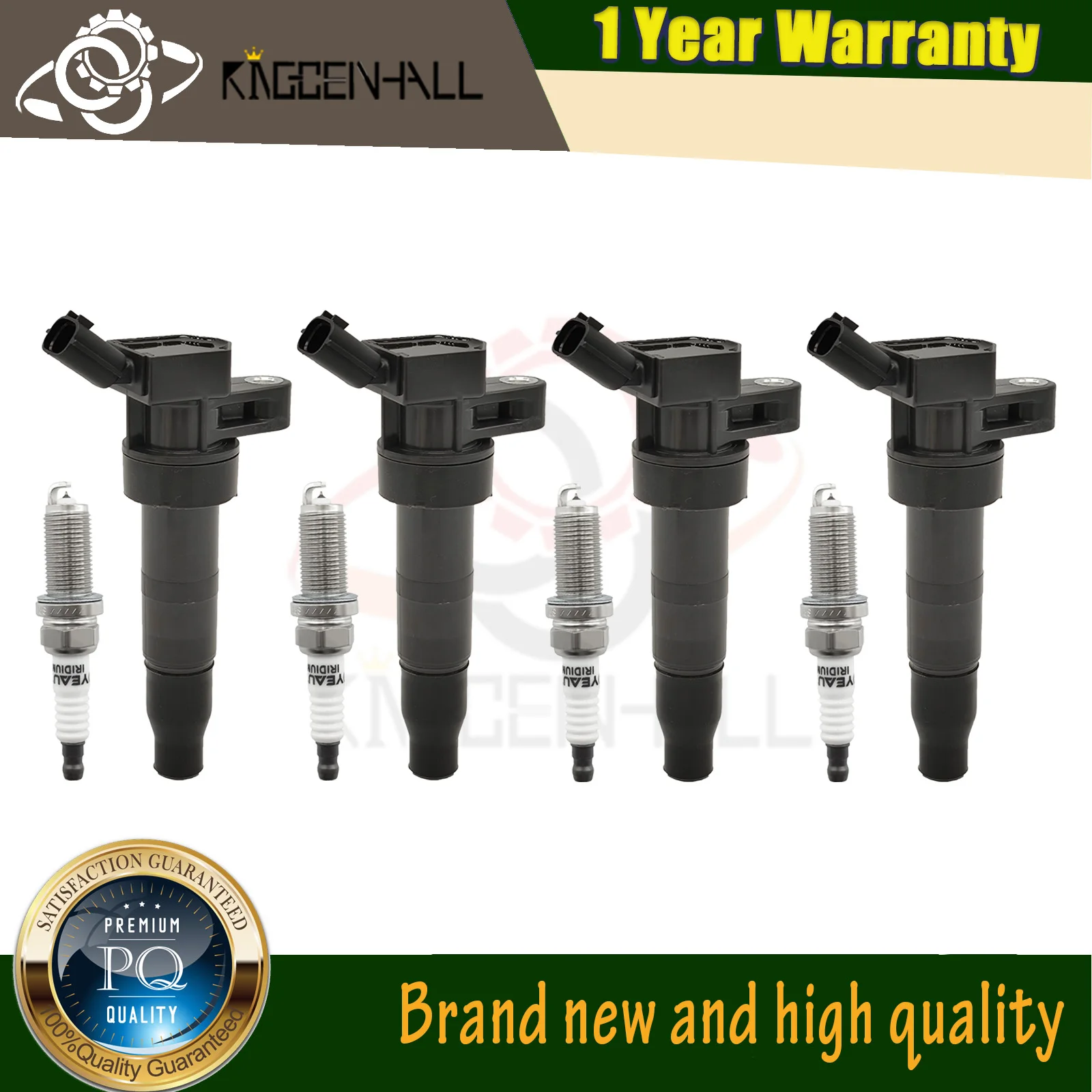 

27300-2G000 Car 4pcs Ignition Coil And Iridium Spark Plug Kit Compatible With Hyundai Equus Genesis Kia K900 5.0L Sorento 2.4L