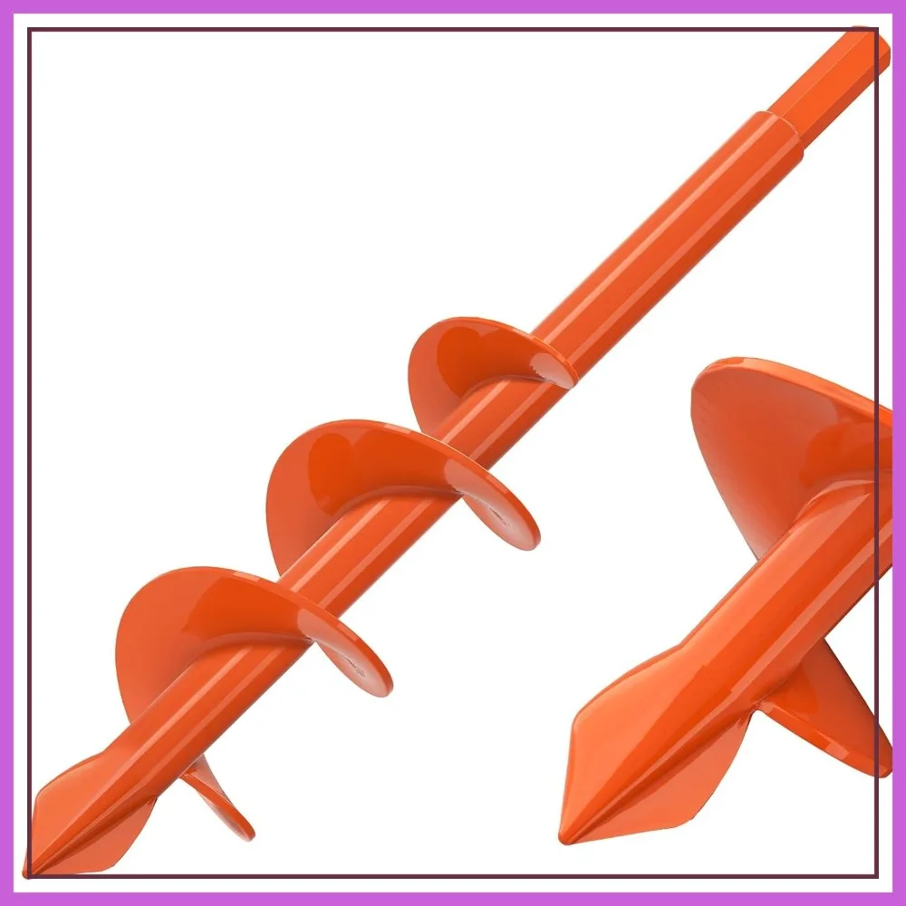 

1.6" x 9" Auger Drill Bit for Planting, 2.5mm Thick Spiral Earth Drill, Solid Steel Orange Coated, Fit 3/8" Hex Drive for Garden