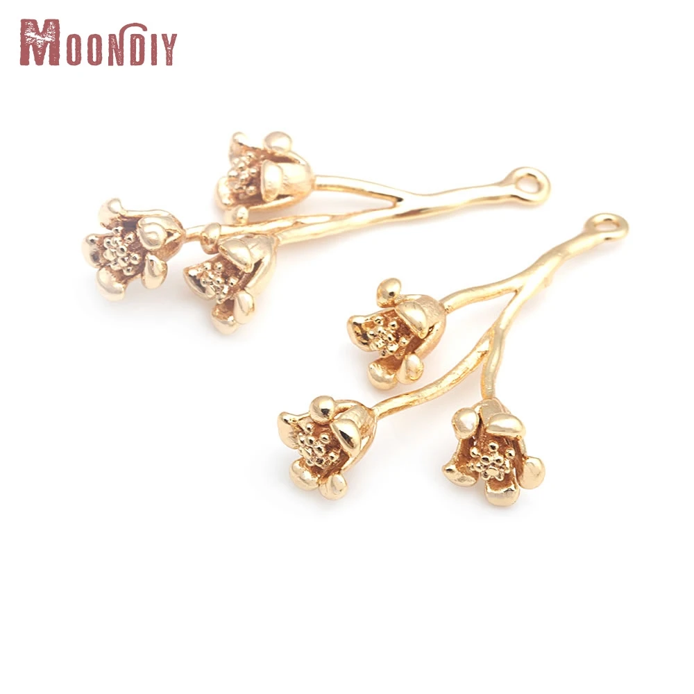 

18K Gold Color Brass Flower Branch Charms Pendants High Quality Diy Jewelry Making Necklace Earrings Accessories for Women