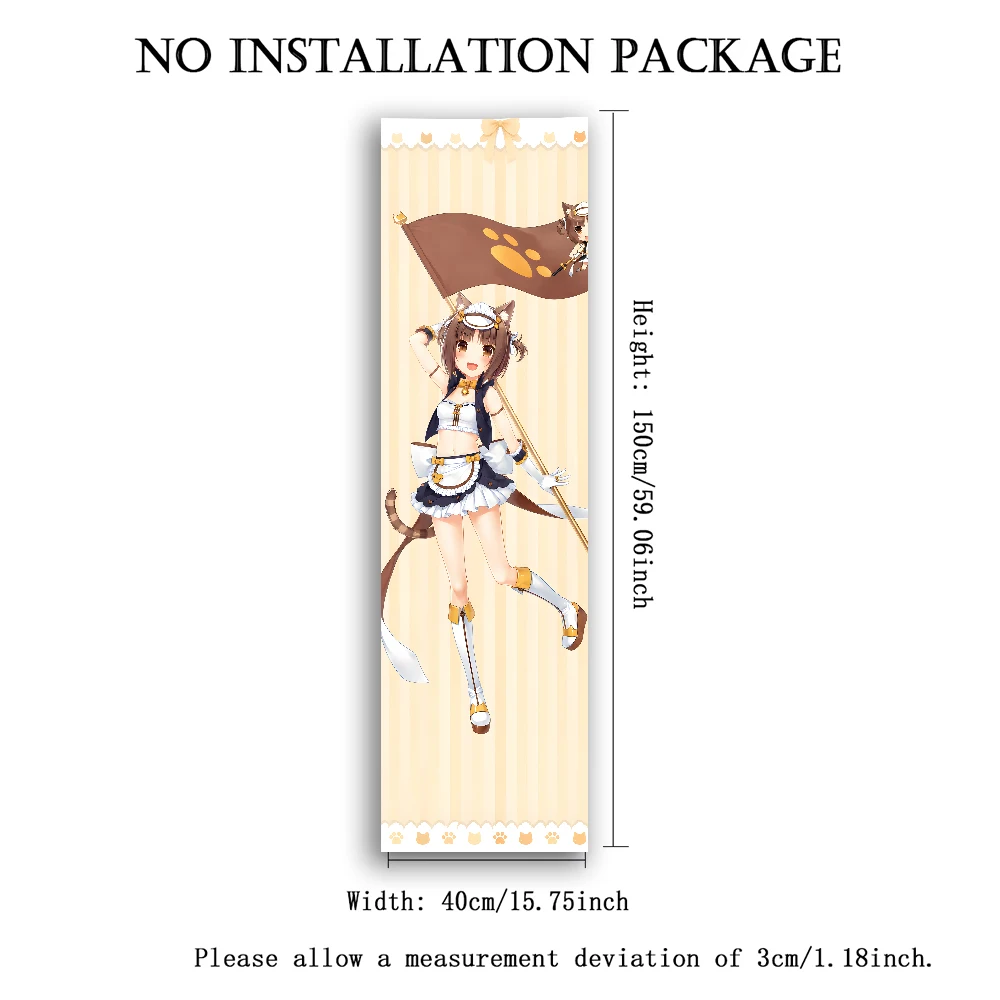 Anime Nekopara Vertical Tapestry, Cute Cat Girl Wall Hanging Cloth, Home Bedroom Living Room Decor, Aesthetic Background Wall