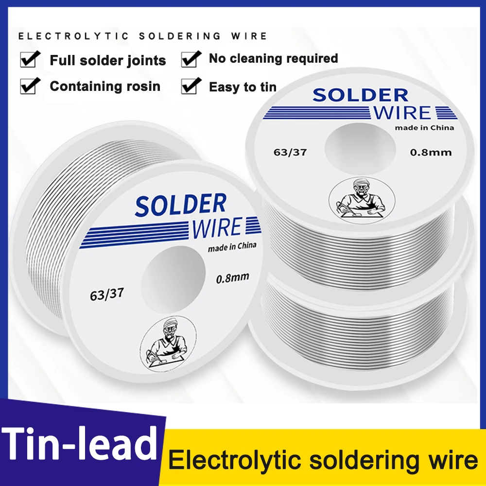 100g Wire Diameter 0.6 0.8 1.0 1.2 1.8mm  63/37 Tin Small Coil of Tin Wire Has Lead Welding Tin Wire Flux Core