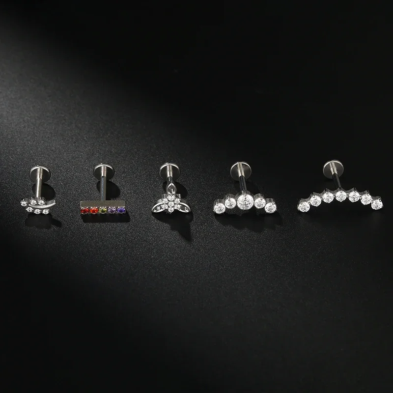 1PC G23 Titanium Labret Studs Leaf Lip Studs Earring Piercing Internally Threaded Tragus Piercing